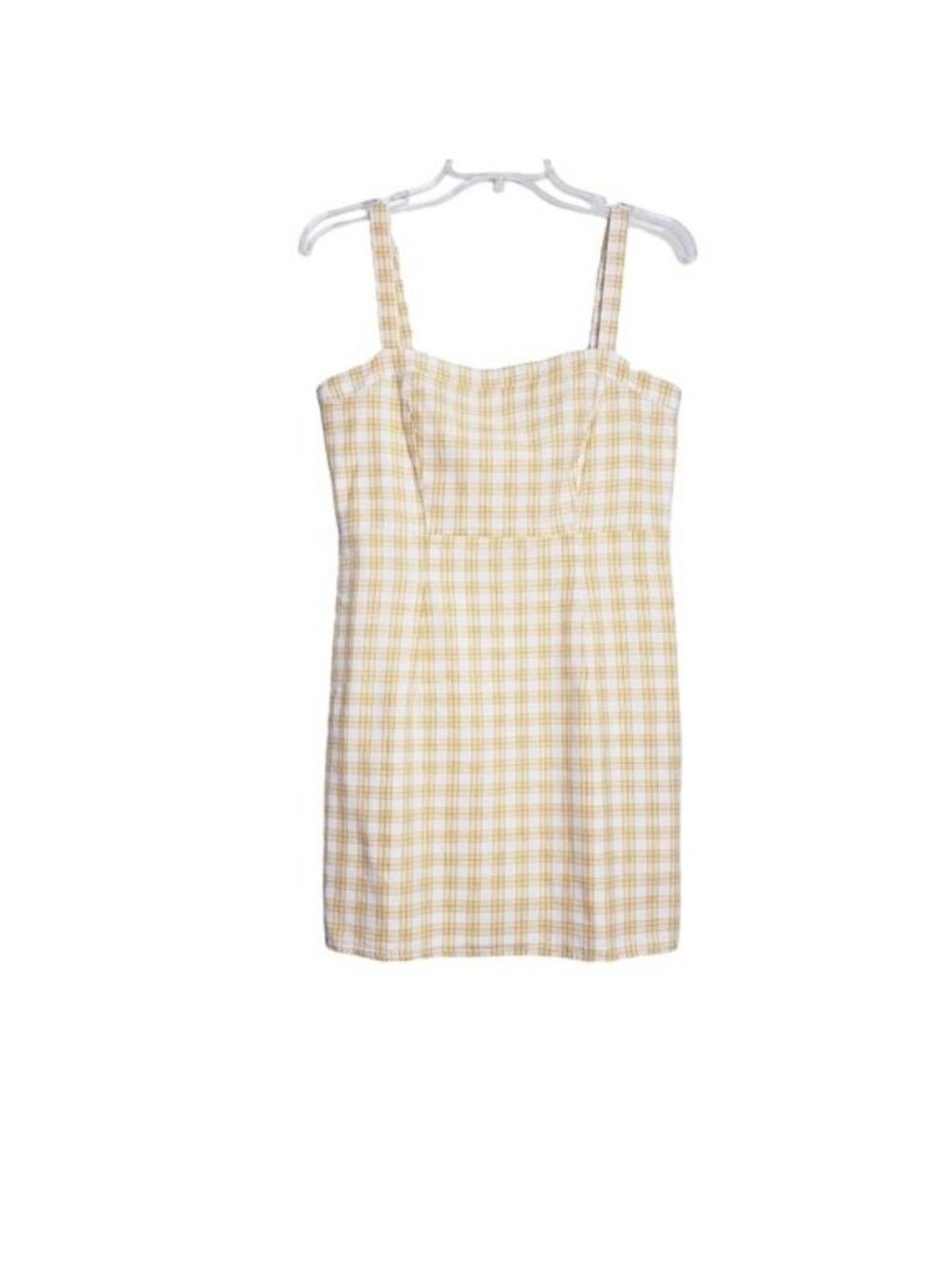 Forever 21 Yellow & White Plaid Sleeveless Mini Sun Dress Women's Size Medium - Picture 10 of 10